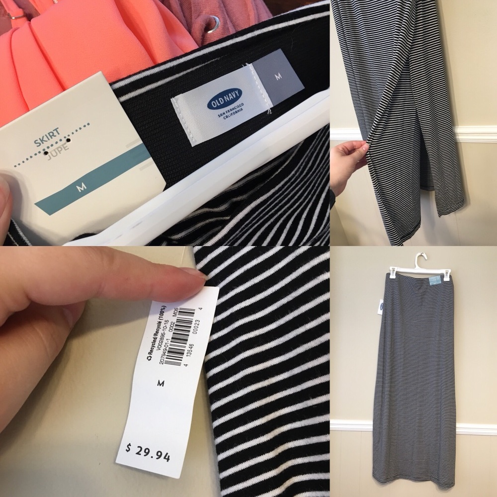 Black and white striped maxi skirt
